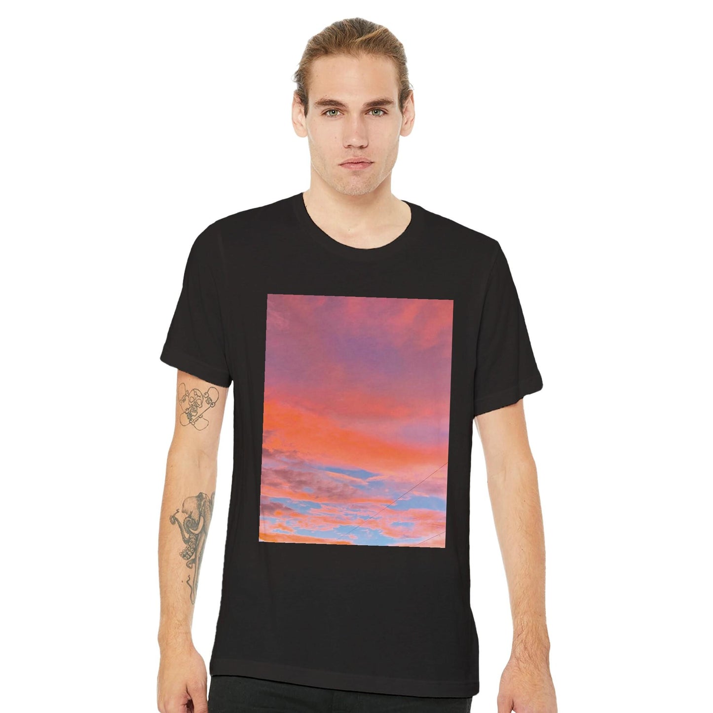 Peach Sunset Clouds Shirt Soft Cotton Unisex Tee Perfect Gift