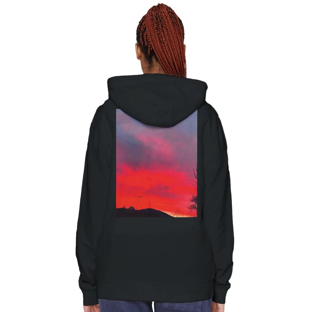 Stunning Red Sky Sunset Hoodie Cozy Wear  Perfect for Any Season