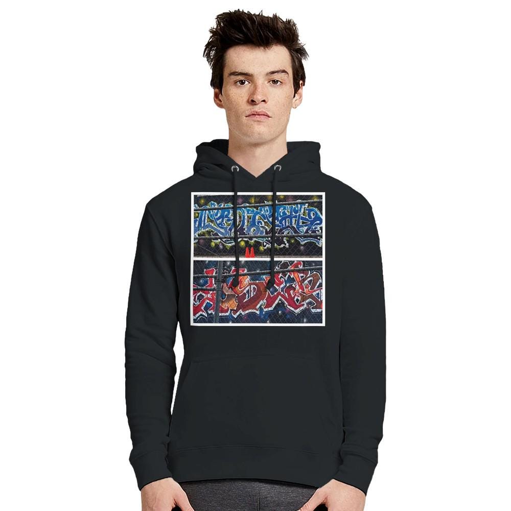 Vivid Art Graffiti Wall Hoodie  Handcrafted Art Sweatshirt Perfect Gift