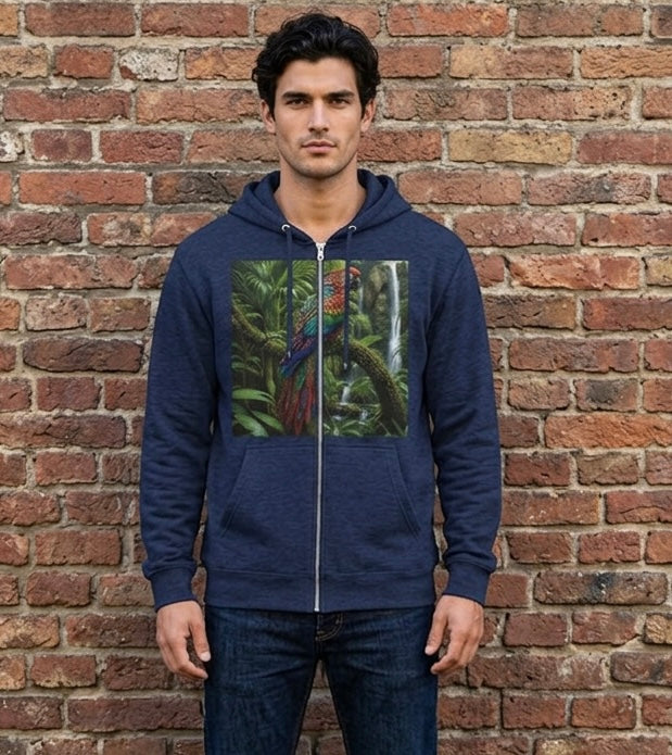 Jeweled Parrot Hoodie Zip