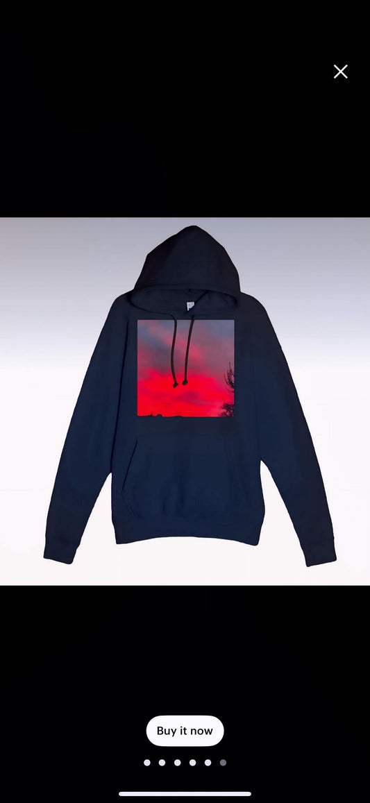 Stunning Red Sky Sunset Hoodie Cozy Wear  Perfect for Any Season