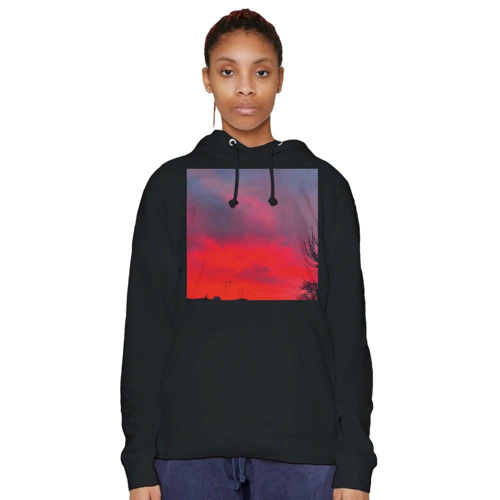 Stunning Red Sky Sunset Hoodie Cozy Wear  Perfect for Any Season