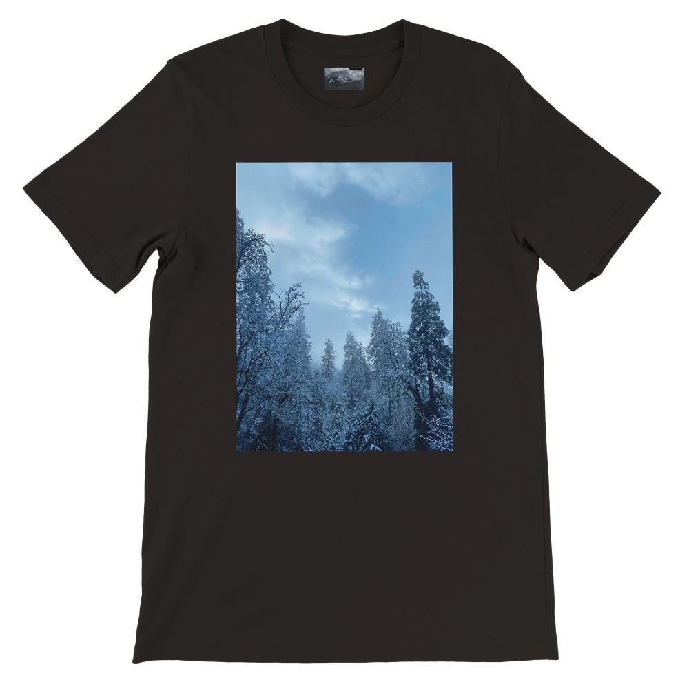 Snow Covered Forest T Shirt Soft Cotton Tee Winter Gift