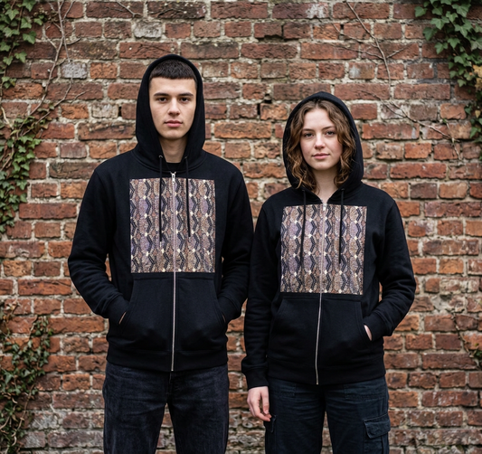 Brown Geometric Hoodie Zip