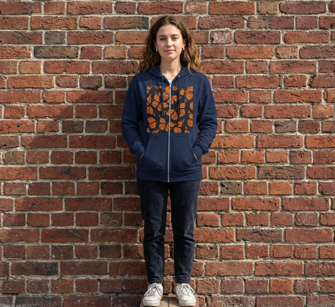 Monarch Butterfly Hoodie Zip