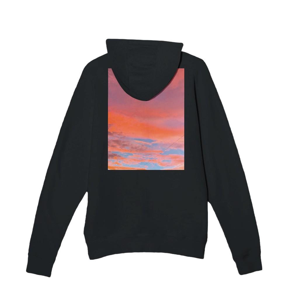 Peach Sunset Clouds Hoodie Cozy Pullover Sweatshirt