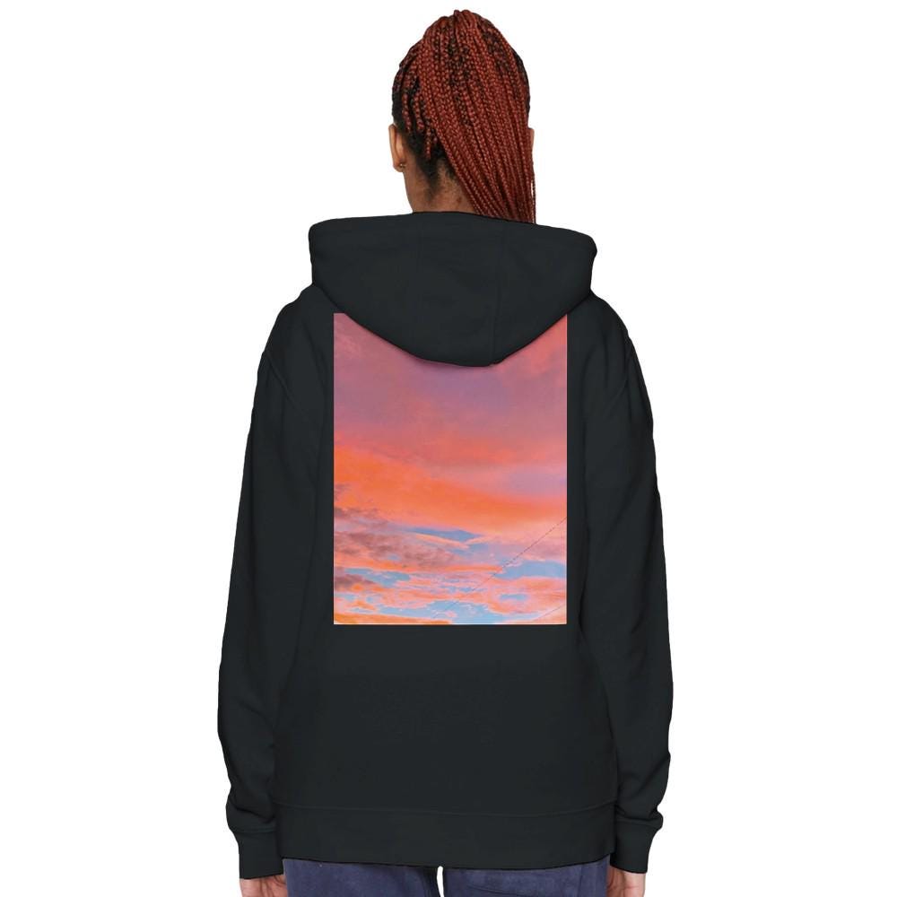 Peach Sunset Clouds Hoodie Cozy Pullover Sweatshirt